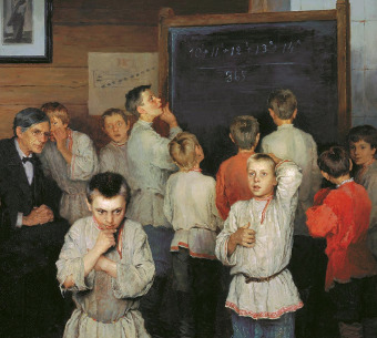 Rēķināšana galvā. S. A. Račinskas tautas skola. Nikolajs Bogdanovs-Beļskis. 1895. gads.